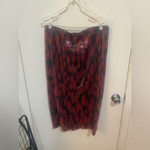 Stylish Sequin Pink and Black Pencil Skirt